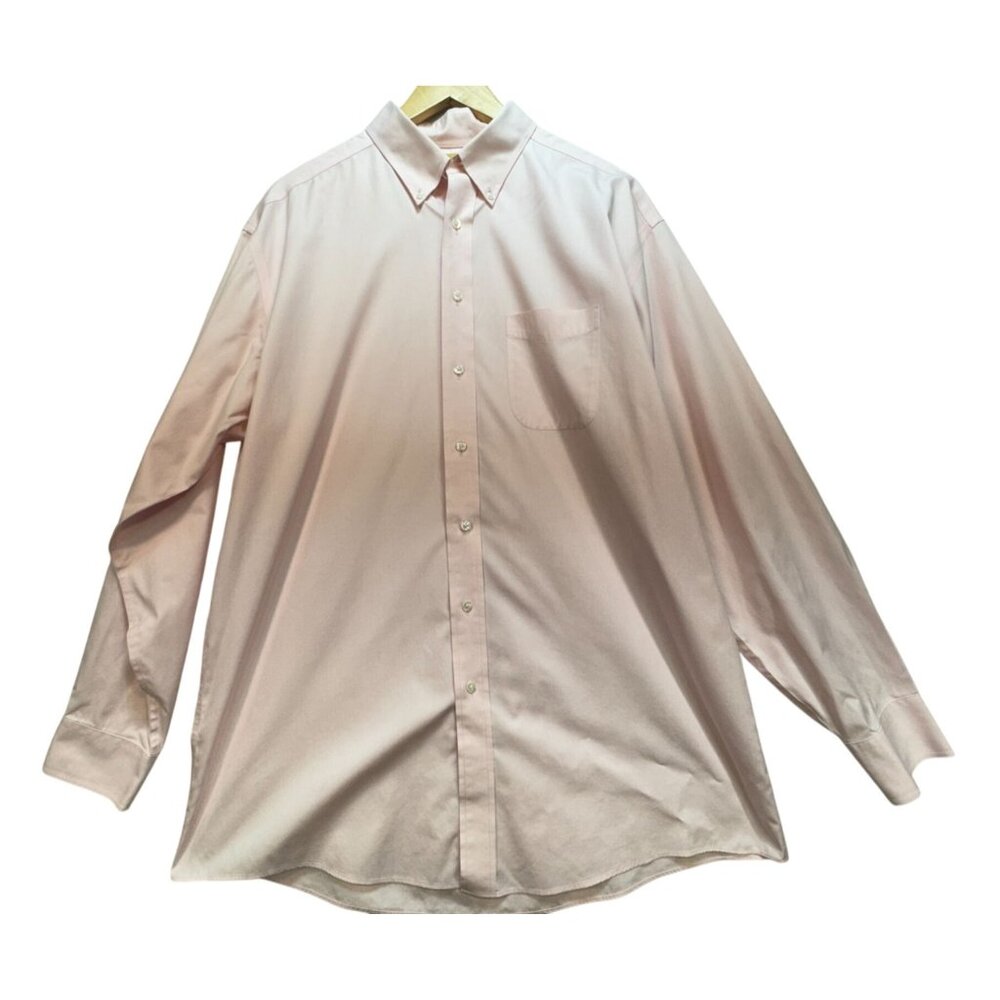 Roundtree & Yorke Gold Label Non-Iron Pinpoint Dress Shirt Mens 16.5 36T  Pink
